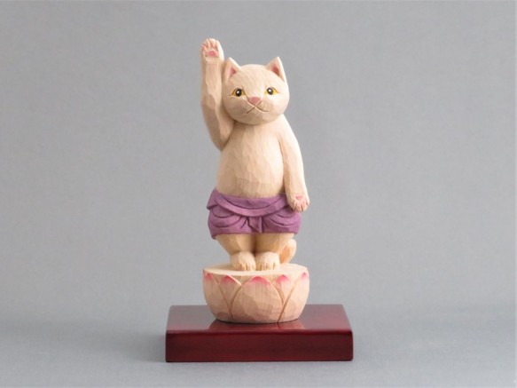 木彫りの猫　セロ弾きの猫　36.5cm